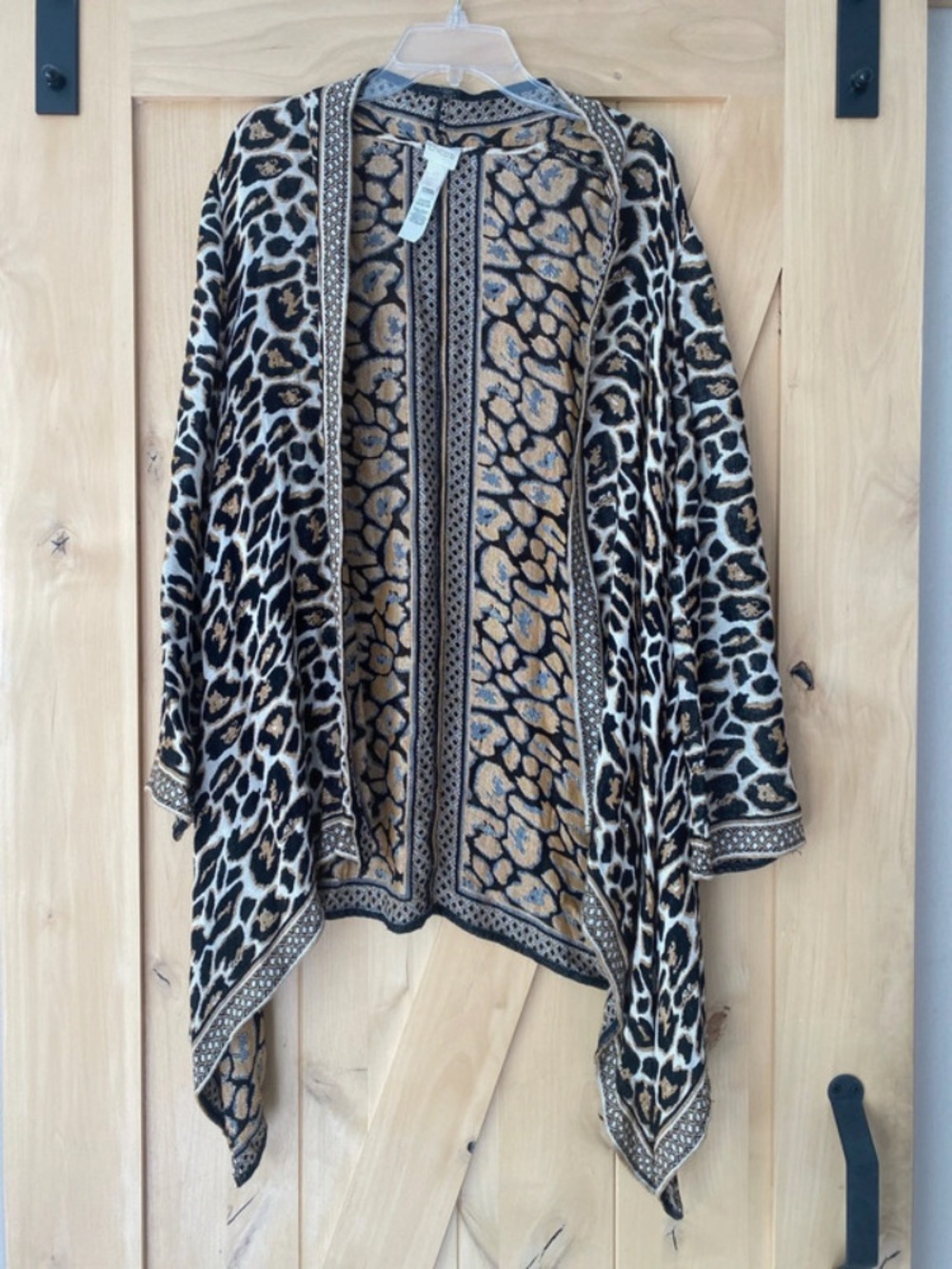 Chicos animal print rayon jacket asymmetrical size 0 4 6